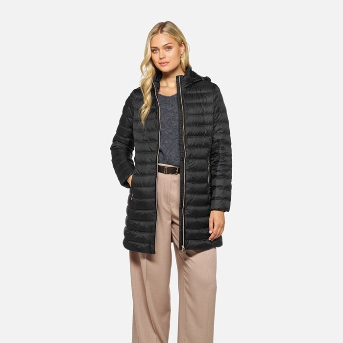 Full-length quilted coat JAYSEN WOMAN Black | GEOX