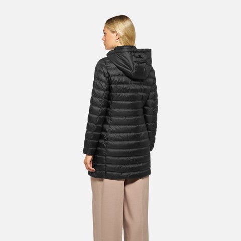 Full-length quilted coat JAYSEN WOMAN Black - image number 2 | GEOX