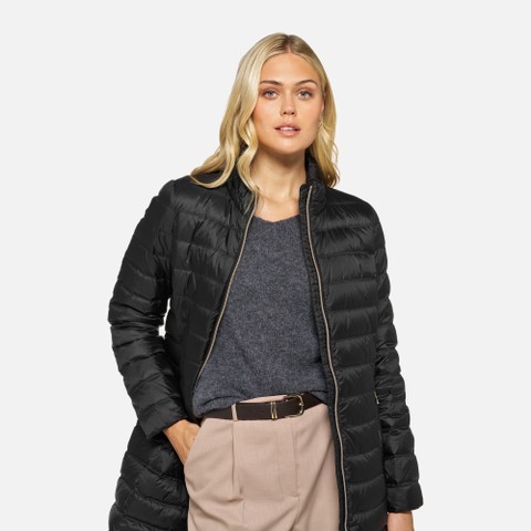 Full-length quilted coat JAYSEN WOMAN Black - image number 3 | GEOX