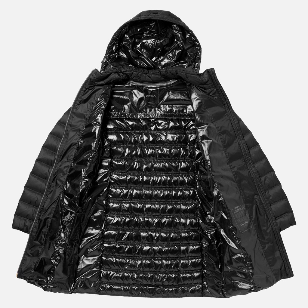 Full-length quilted coat JAYSEN WOMAN Black - image number 10 | GEOX