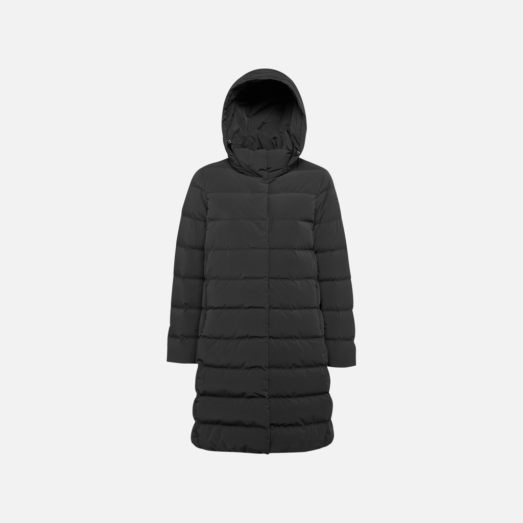 Full-length quilted coat DAMIANA WOMAN Black - image number 1 | GEOX