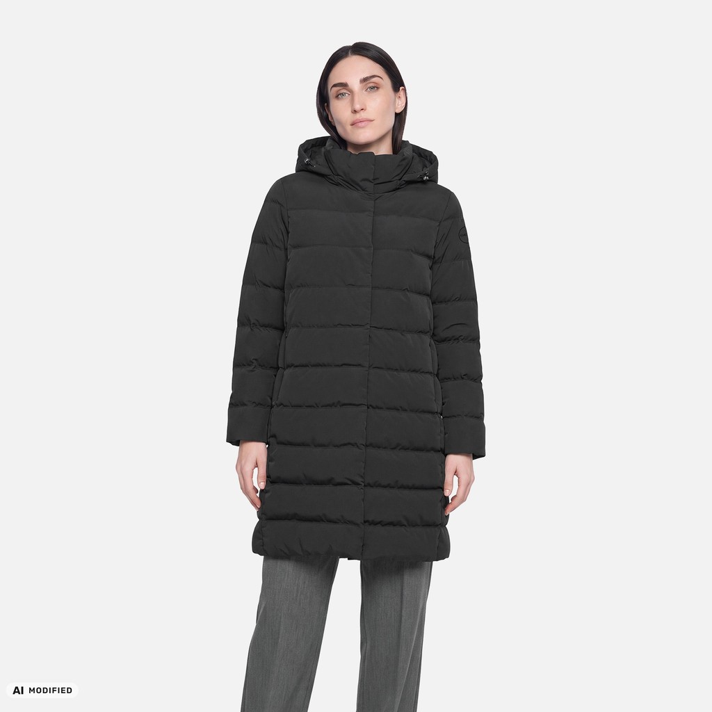 Full-length quilted coat DAMIANA WOMAN Black - image number 1 | GEOX