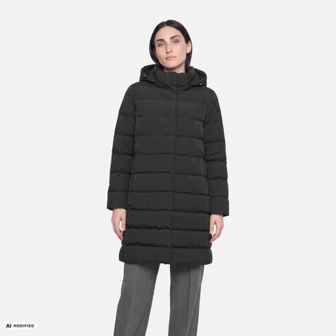 Full-length quilted coat DAMIANA WOMAN Black - image number 1 | GEOX