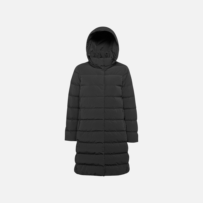 Full-length quilted coat DAMIANA WOMAN Black | GEOX