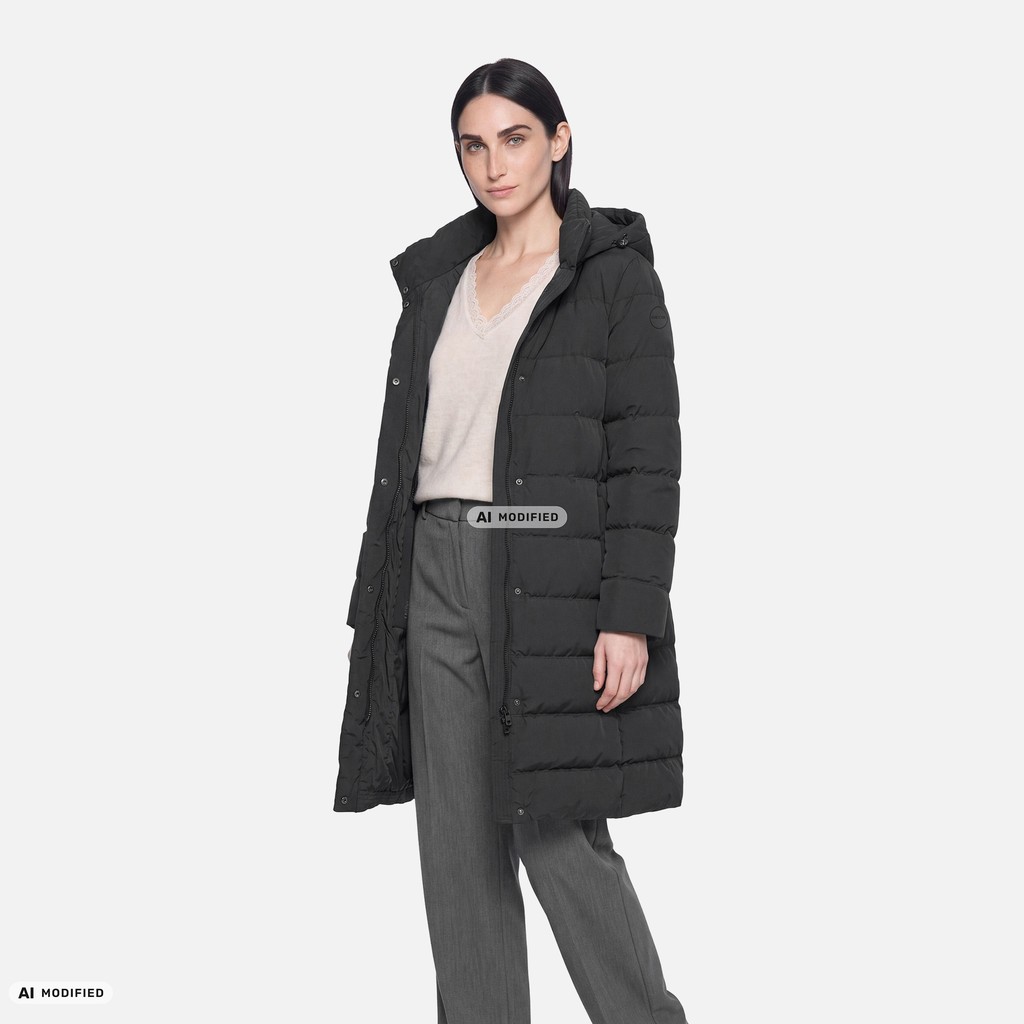 Full-length quilted coat DAMIANA WOMAN Black - image number 0 | GEOX