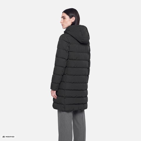 Full-length quilted coat DAMIANA WOMAN Black - image number 2 | GEOX