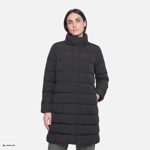 Full-length quilted coat DAMIANA WOMAN Black - image number 3 | GEOX