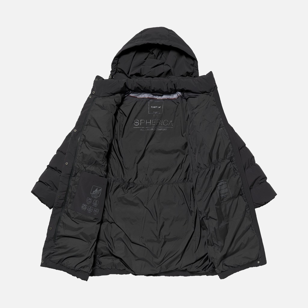Full-length quilted coat DAMIANA WOMAN Black - image number 7 | GEOX