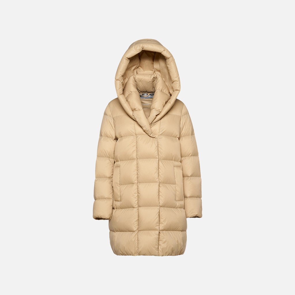 Full-length quilted coat EMMELENY WOMAN Nougat - image number 5 | GEOX