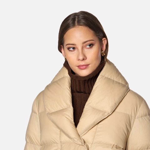 Full-length quilted coat EMMELENY WOMAN Nougat - image number 4 | GEOX