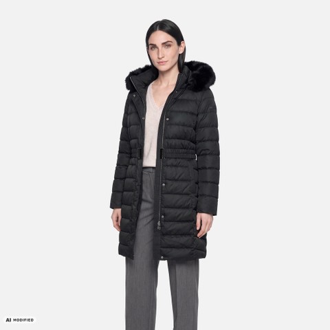Full-length quilted coat CATRIA WOMAN Black | GEOX