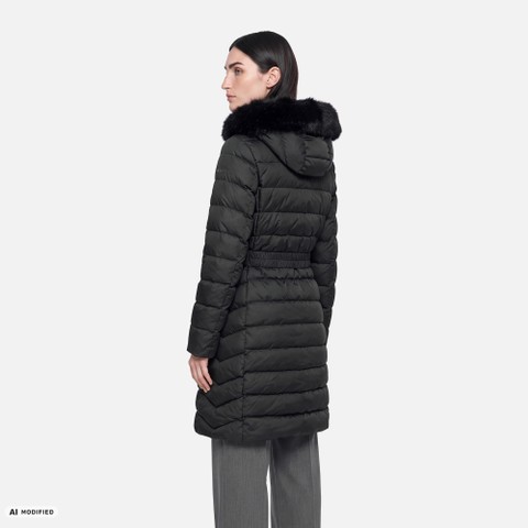 Full-length quilted coat CATRIA WOMAN Black - image number 2 | GEOX