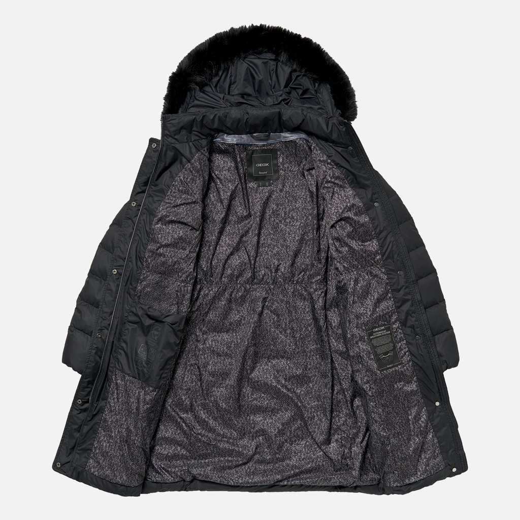 Lang donsjack CATRIA DAMES Zwart - image number 6 | GEOX