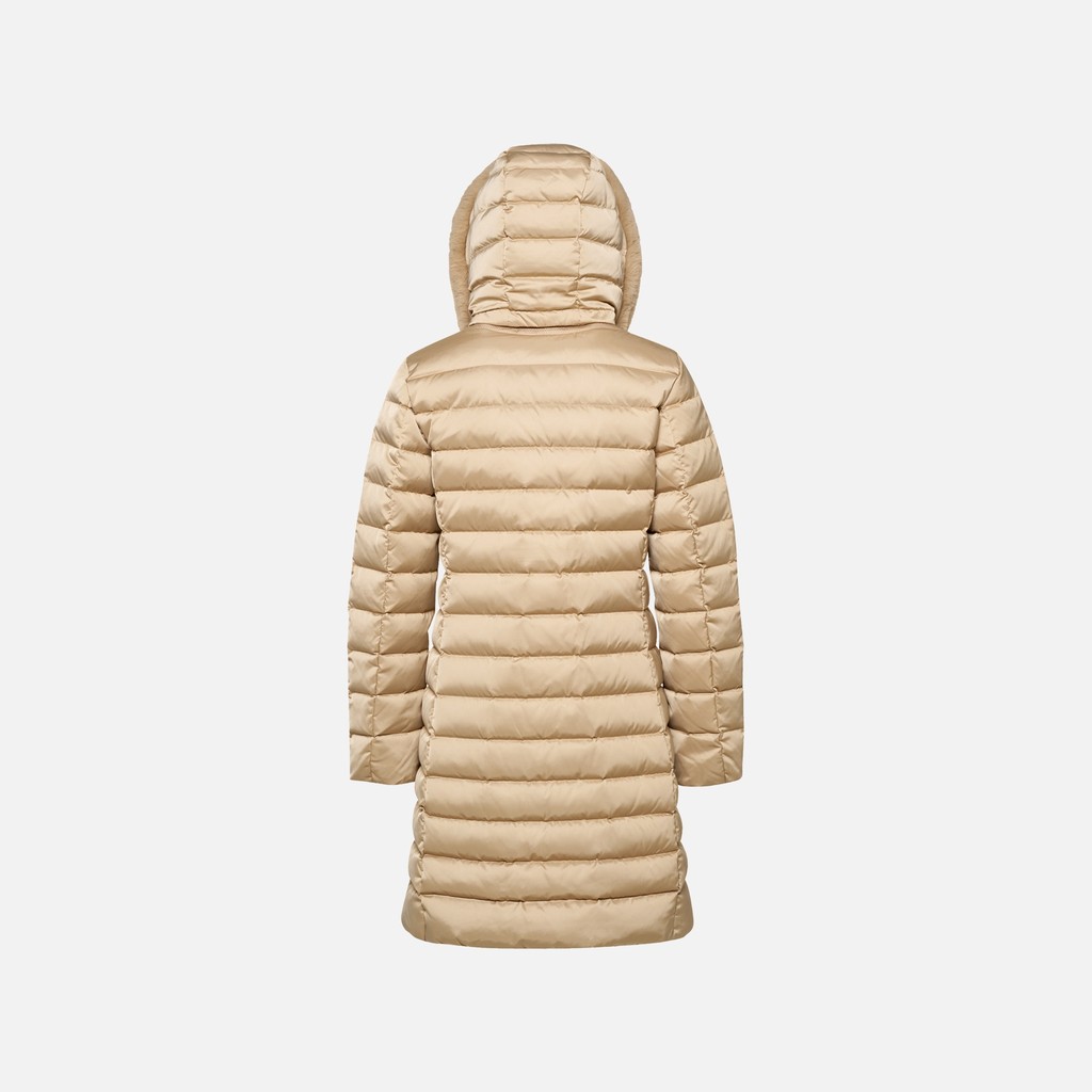 Full-length quilted coat BETTANIE WOMAN Nougat - image number 7 | GEOX