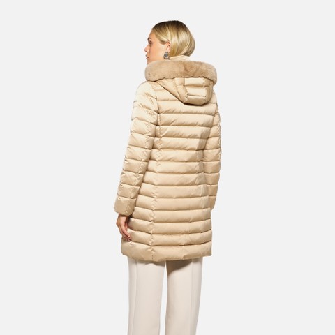 Full-length quilted coat BETTANIE WOMAN Nougat - image number 2 | GEOX