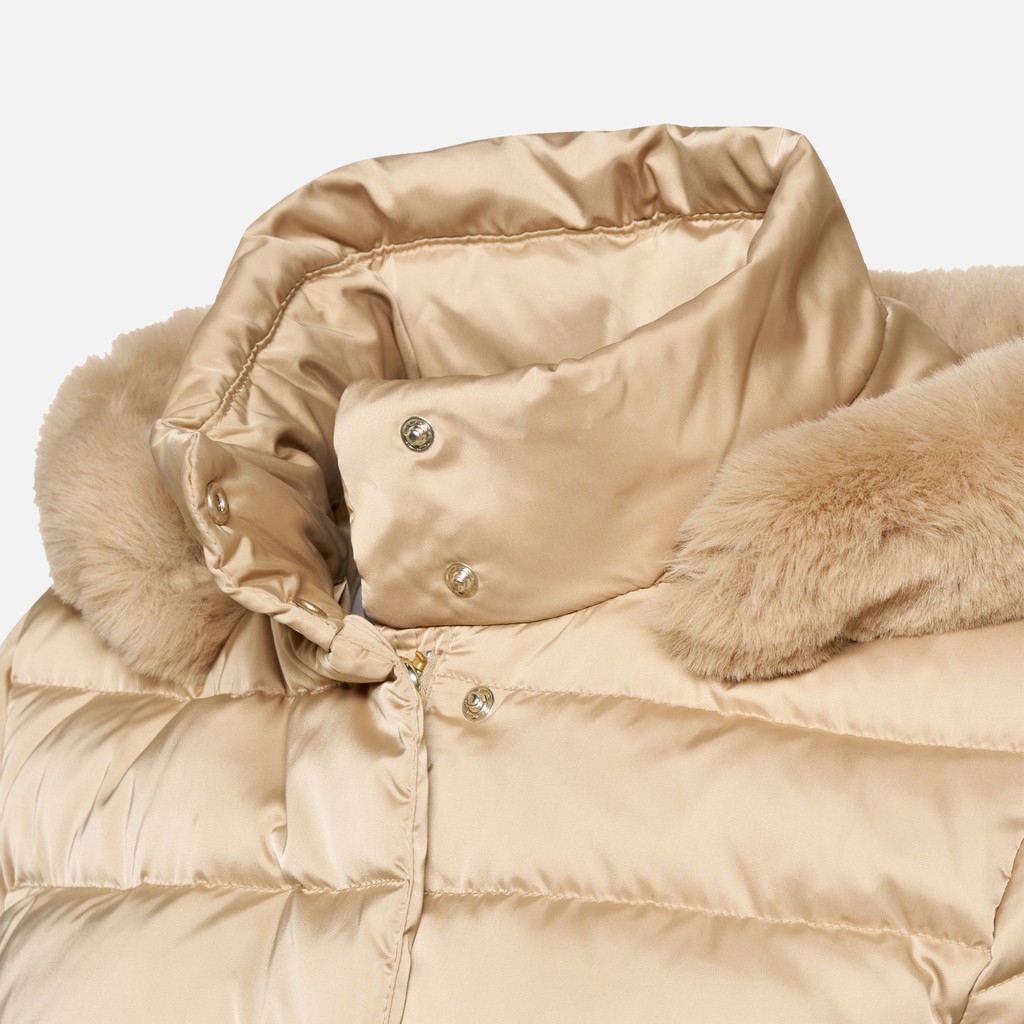 Full-length quilted coat BETTANIE WOMAN Nougat - image number 4 | GEOX