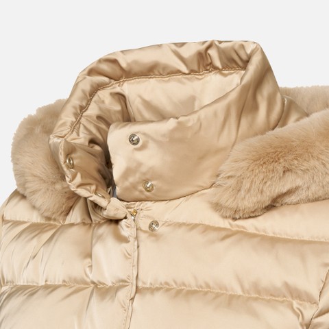 Full-length quilted coat BETTANIE WOMAN Nougat - image number 4 | GEOX