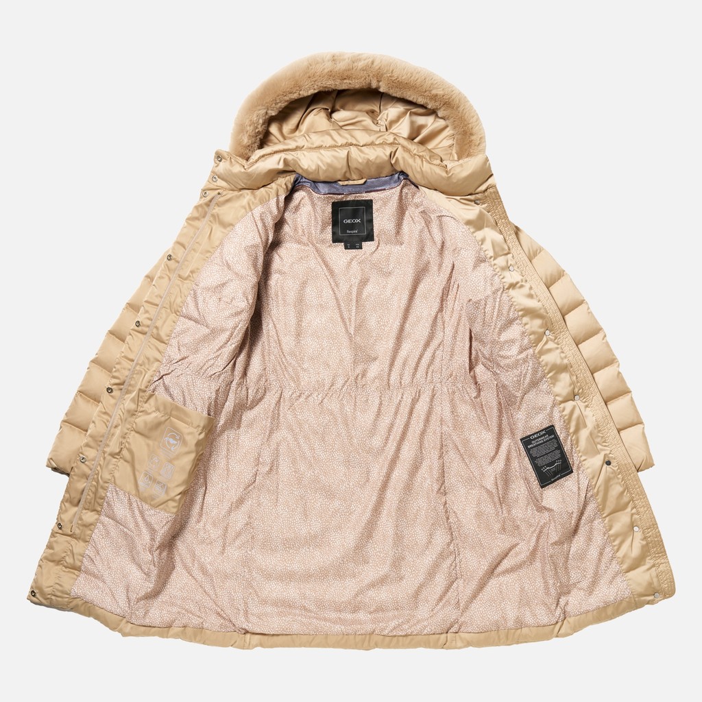 Full-length quilted coat BETTANIE WOMAN Nougat - image number 11 | GEOX