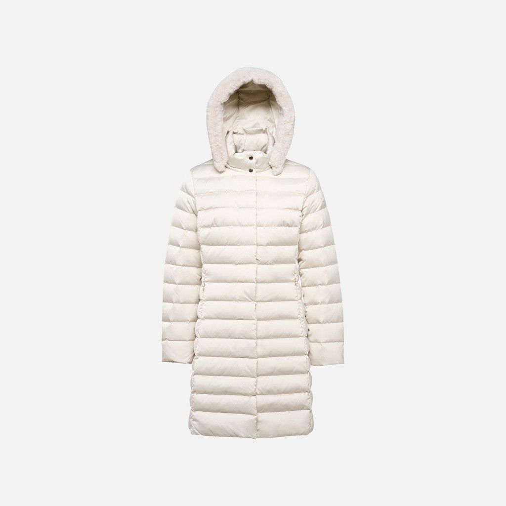 Full-length quilted coat BETTANIE WOMAN Mid Moonbeam - image number 1 | GEOX