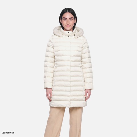 Full-length quilted coat BETTANIE WOMAN Mid Moonbeam - image number 1 | GEOX