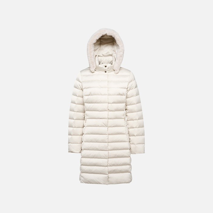 Full-length quilted coat BETTANIE WOMAN Mid Moonbeam | GEOX