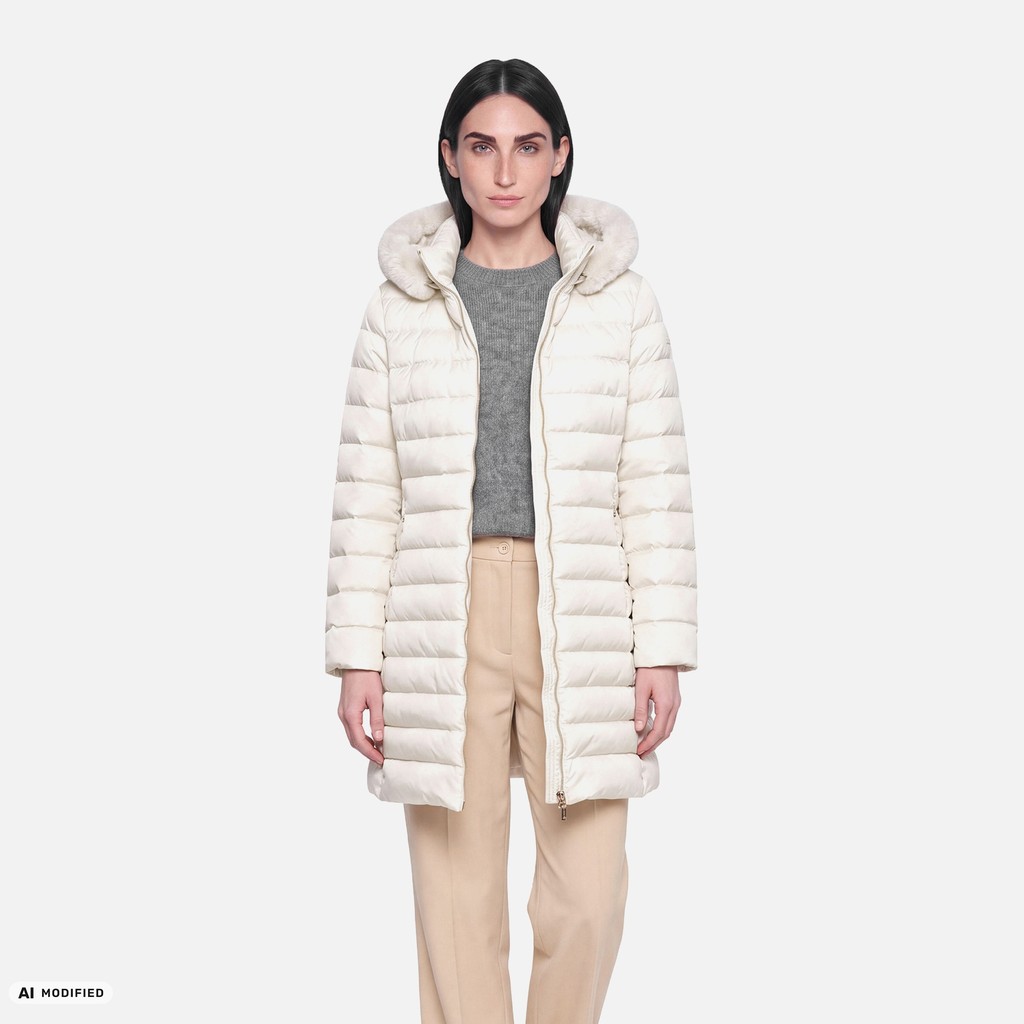 Full-length quilted coat BETTANIE WOMAN Mid Moonbeam - image number 0 | GEOX