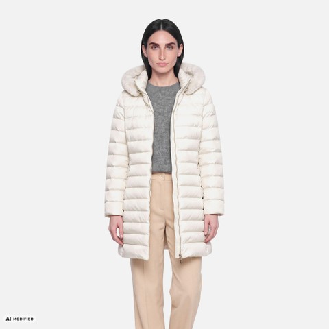 Full-length quilted coat BETTANIE WOMAN Mid Moonbeam | GEOX