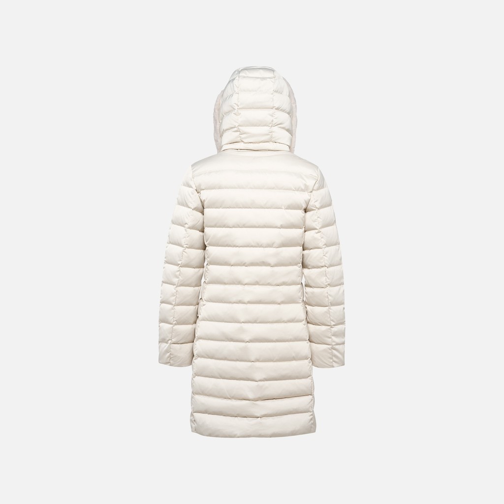 Full-length quilted coat BETTANIE WOMAN Mid Moonbeam - image number 3 | GEOX