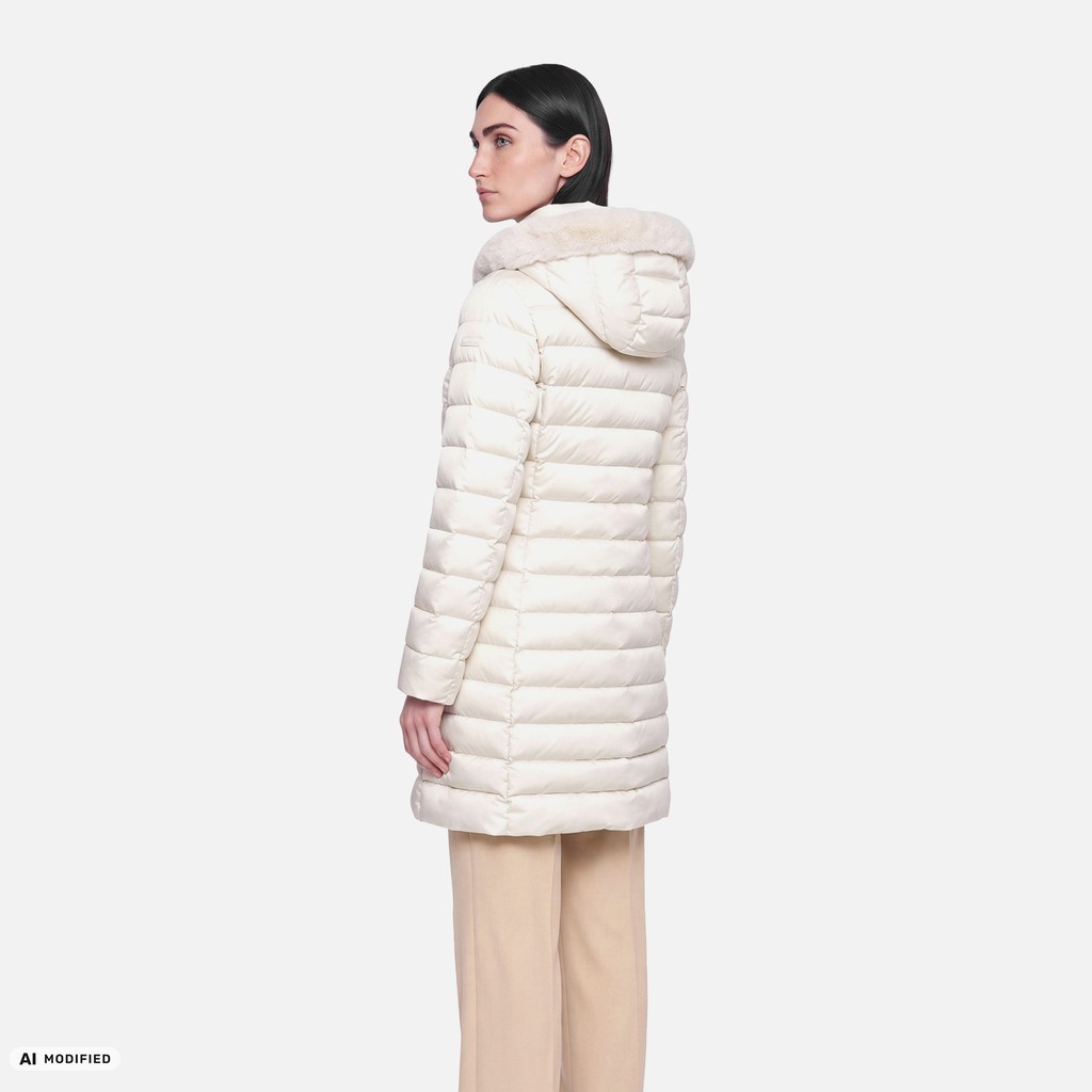 Full-length quilted coat BETTANIE WOMAN Mid Moonbeam - image number 2 | GEOX