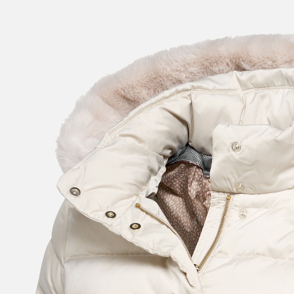 Full-length quilted coat BETTANIE WOMAN Mid Moonbeam - image number 5 | GEOX