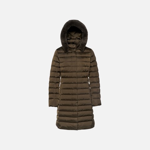 Doudoune longue BETTANIE FEMME Marron fonc&eacute; - image number 5 | GEOX