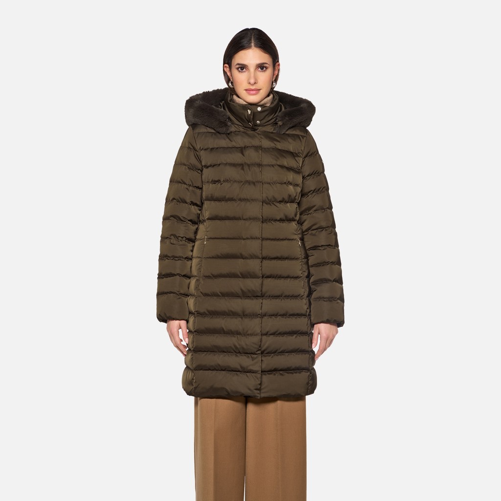 Doudoune longue BETTANIE FEMME Marron fonc&eacute; - image number 1 | GEOX