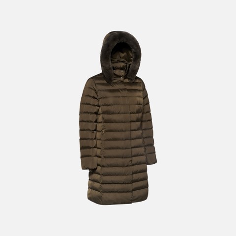 Doudoune longue BETTANIE FEMME Marron fonc&eacute; - image number 6 | GEOX