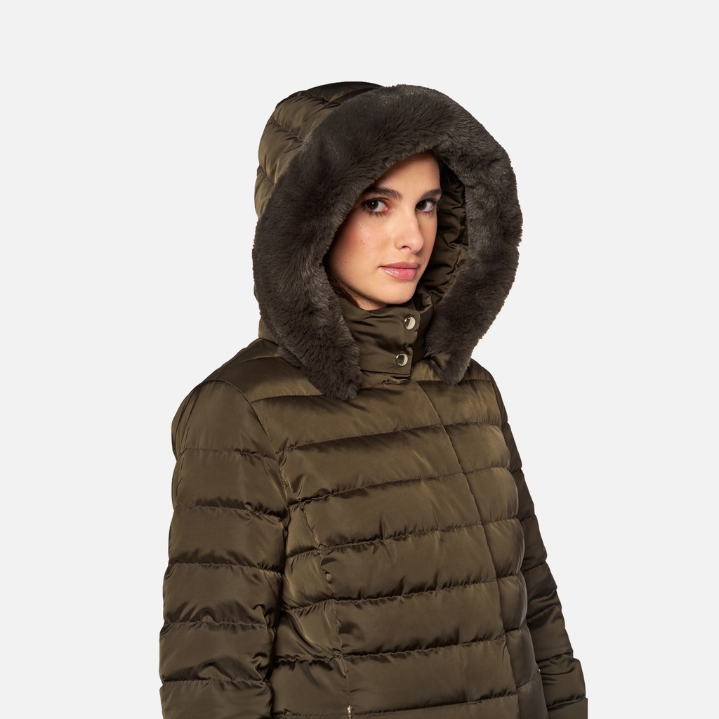Doudoune longue BETTANIE FEMME Marron fonc&eacute; - image number 3 | GEOX