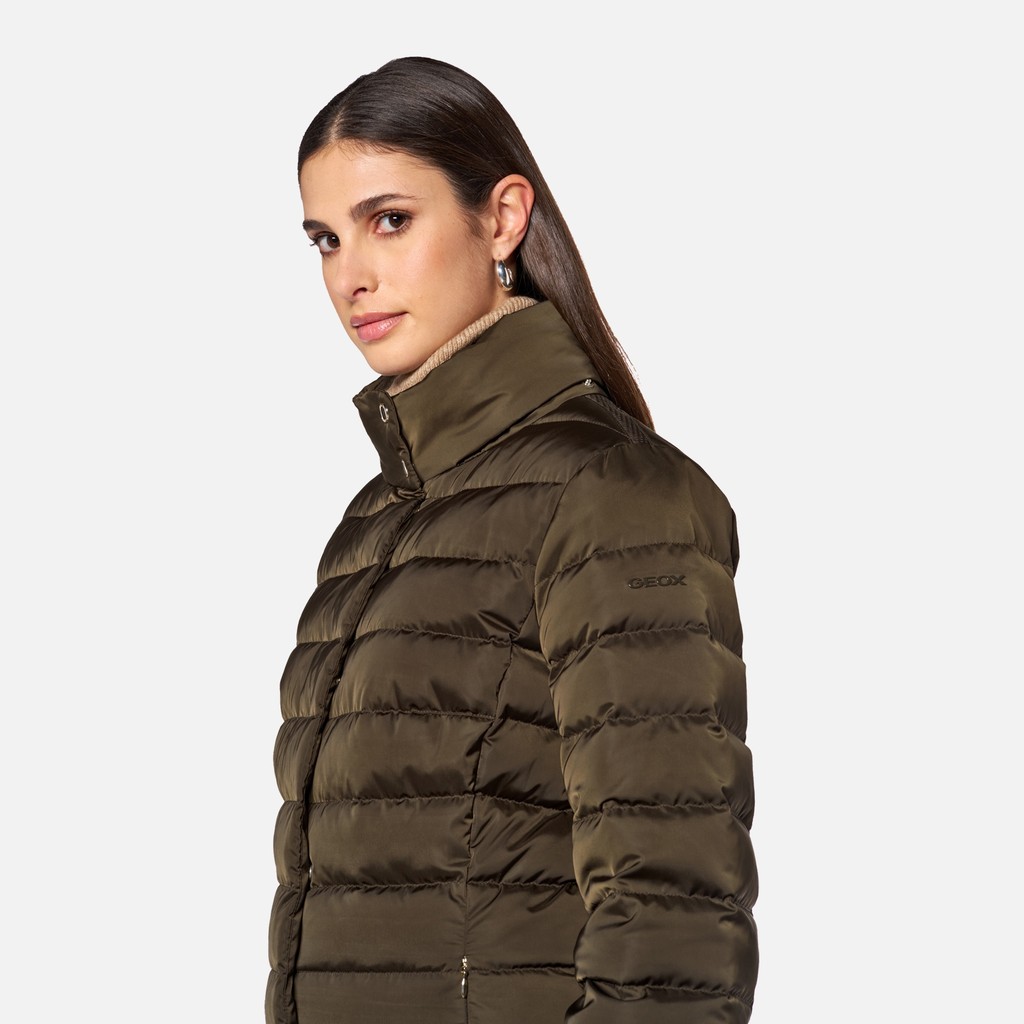 Doudoune longue BETTANIE FEMME Marron fonc&eacute; - image number 4 | GEOX