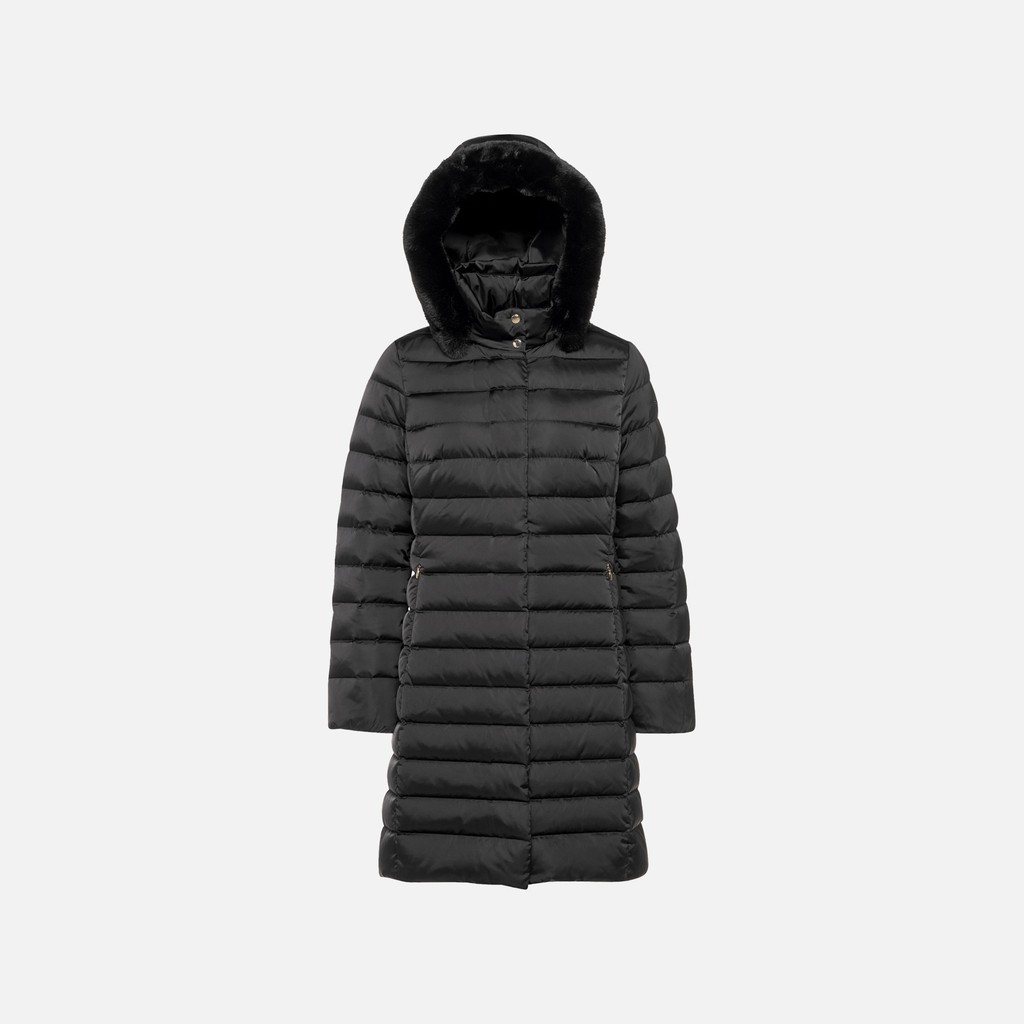 Full-length quilted coat BETTANIE WOMAN Black - image number 5 | GEOX