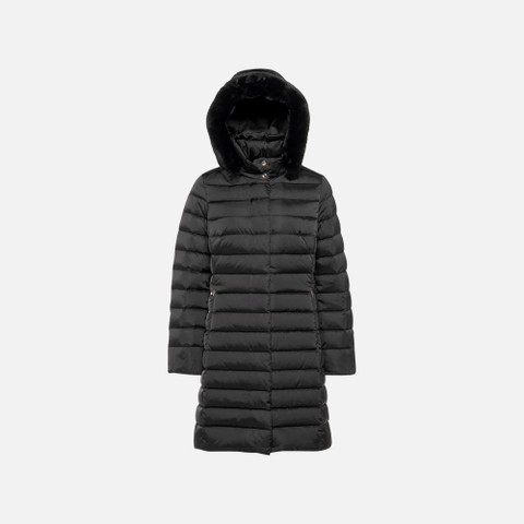 Full-length quilted coat BETTANIE WOMAN Black - image number 5 | GEOX