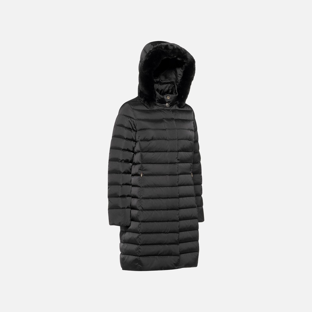 Full-length quilted coat BETTANIE WOMAN Black - image number 6 | GEOX