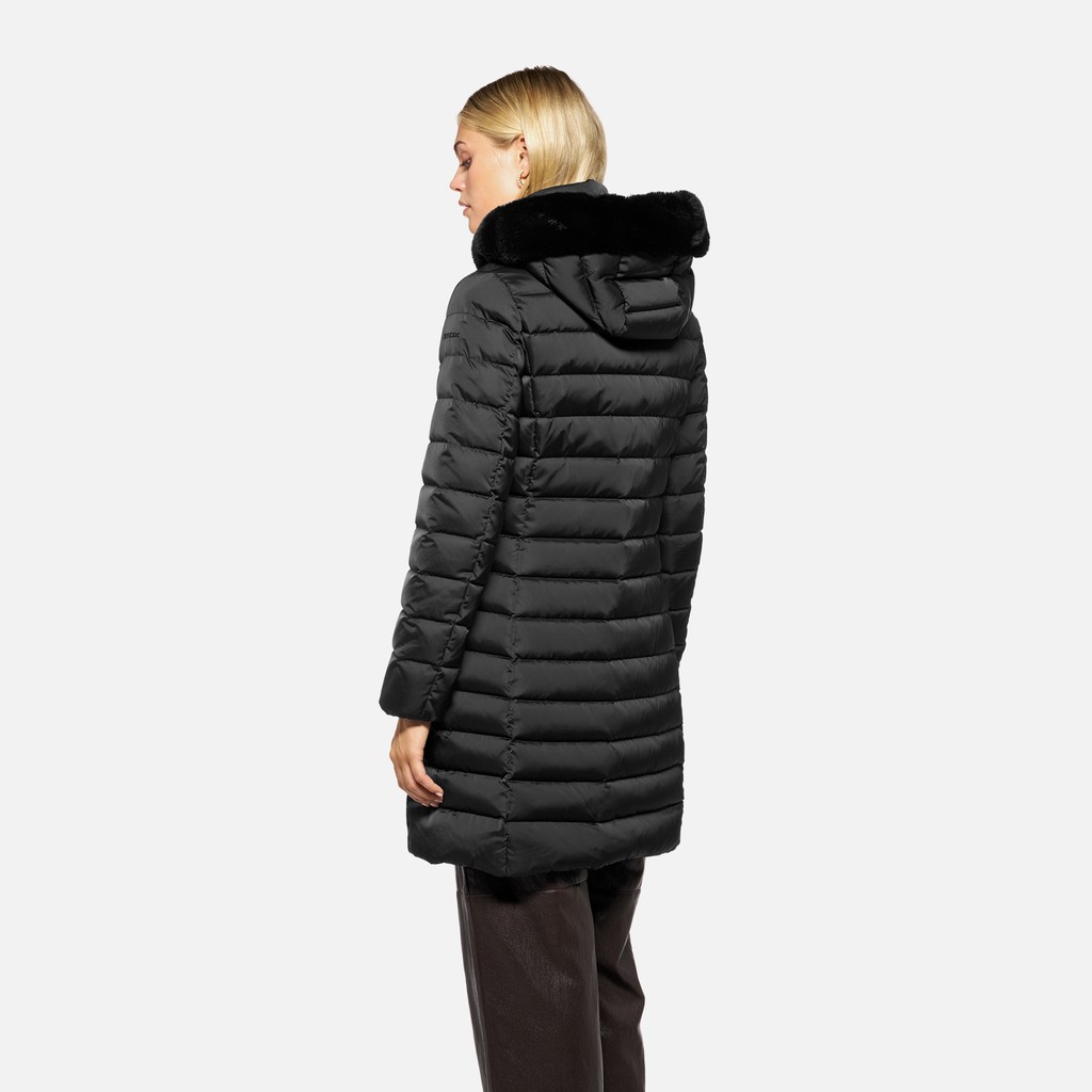 Full-length quilted coat BETTANIE WOMAN Black - image number 2 | GEOX