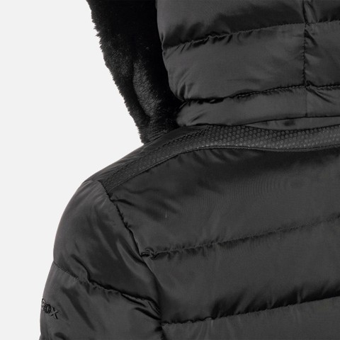 Full-length quilted coat BETTANIE WOMAN Black - image number 8 | GEOX