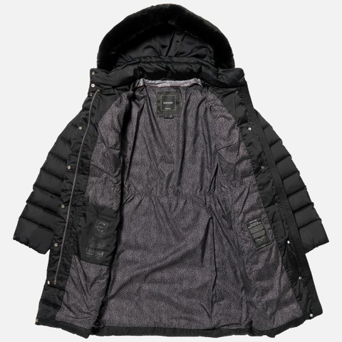 Full-length quilted coat BETTANIE WOMAN Black - image number 10 | GEOX