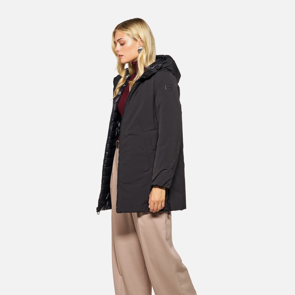 Parka long SPHERICA FEMME Noir/Noir - image number 3 | GEOX