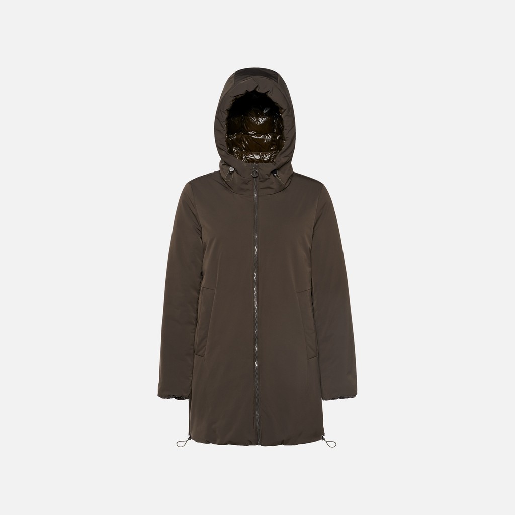 Parka long SPHERICA FEMME Marron fonc&eacute;/Marron fonc&eacute; - image number 4 | GEOX