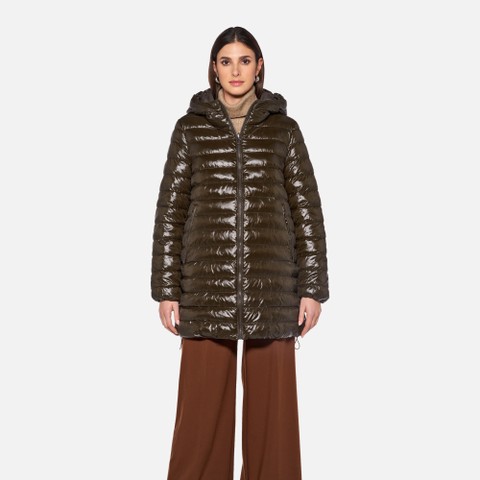 Parka long SPHERICA FEMME Marron fonc&eacute;/Marron fonc&eacute; - image number 1 | GEOX