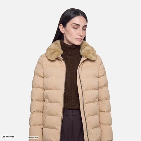 Quilted jacket VILDE WOMAN Nougat - image number 3 | GEOX