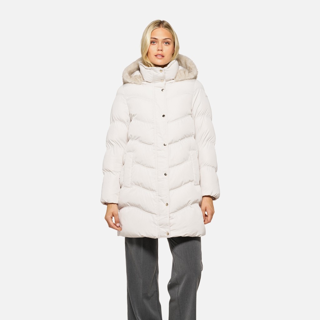 Parka matelass&eacute;e DHYALMA FEMME Blanc cass&eacute; - image number 1 | GEOX