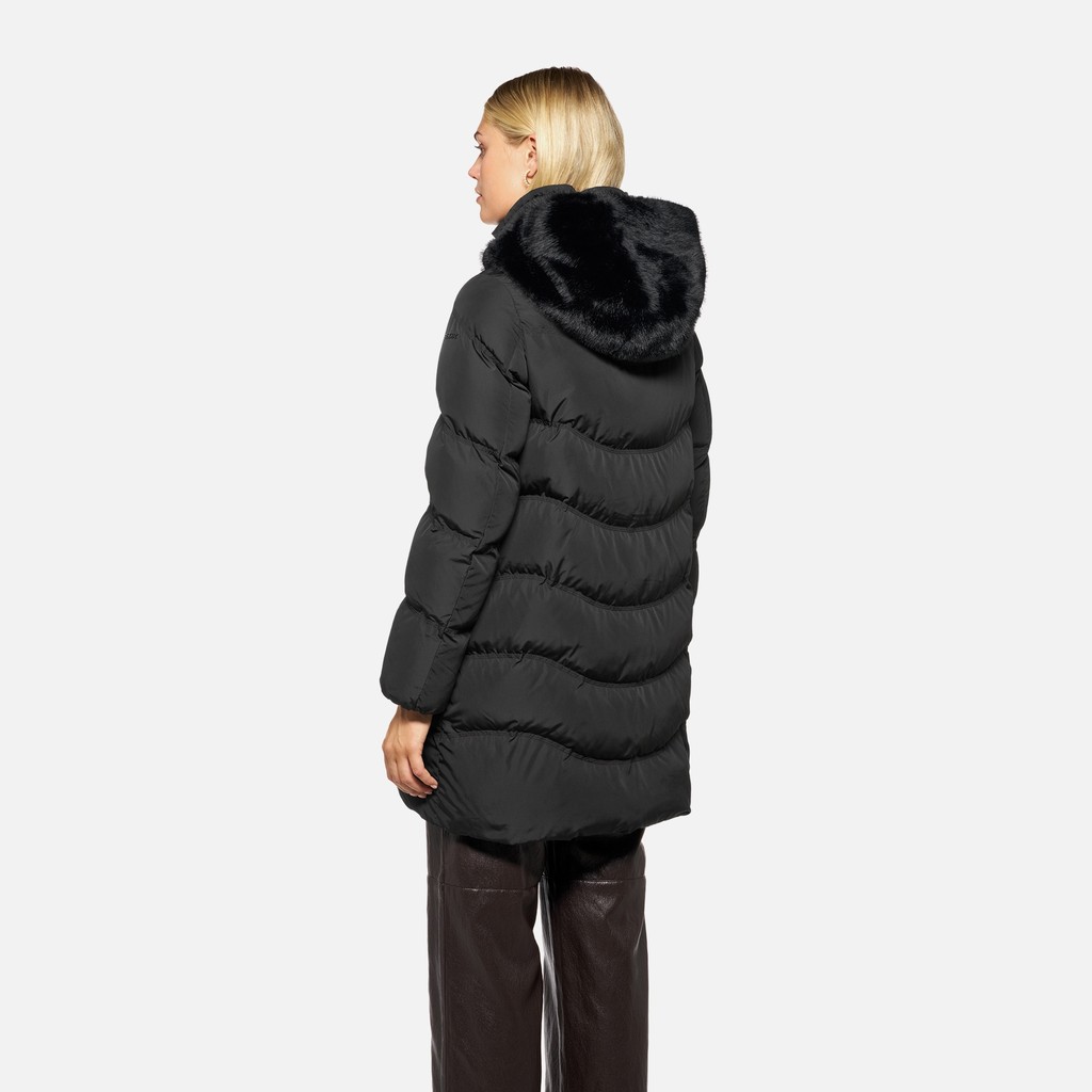 Parka matelass&eacute;e DHYALMA FEMME Noir - image number 3 | GEOX