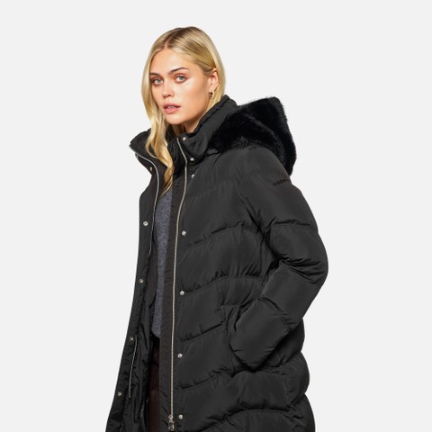 Parka matelass&eacute;e DHYALMA FEMME Noir - image number 4 | GEOX