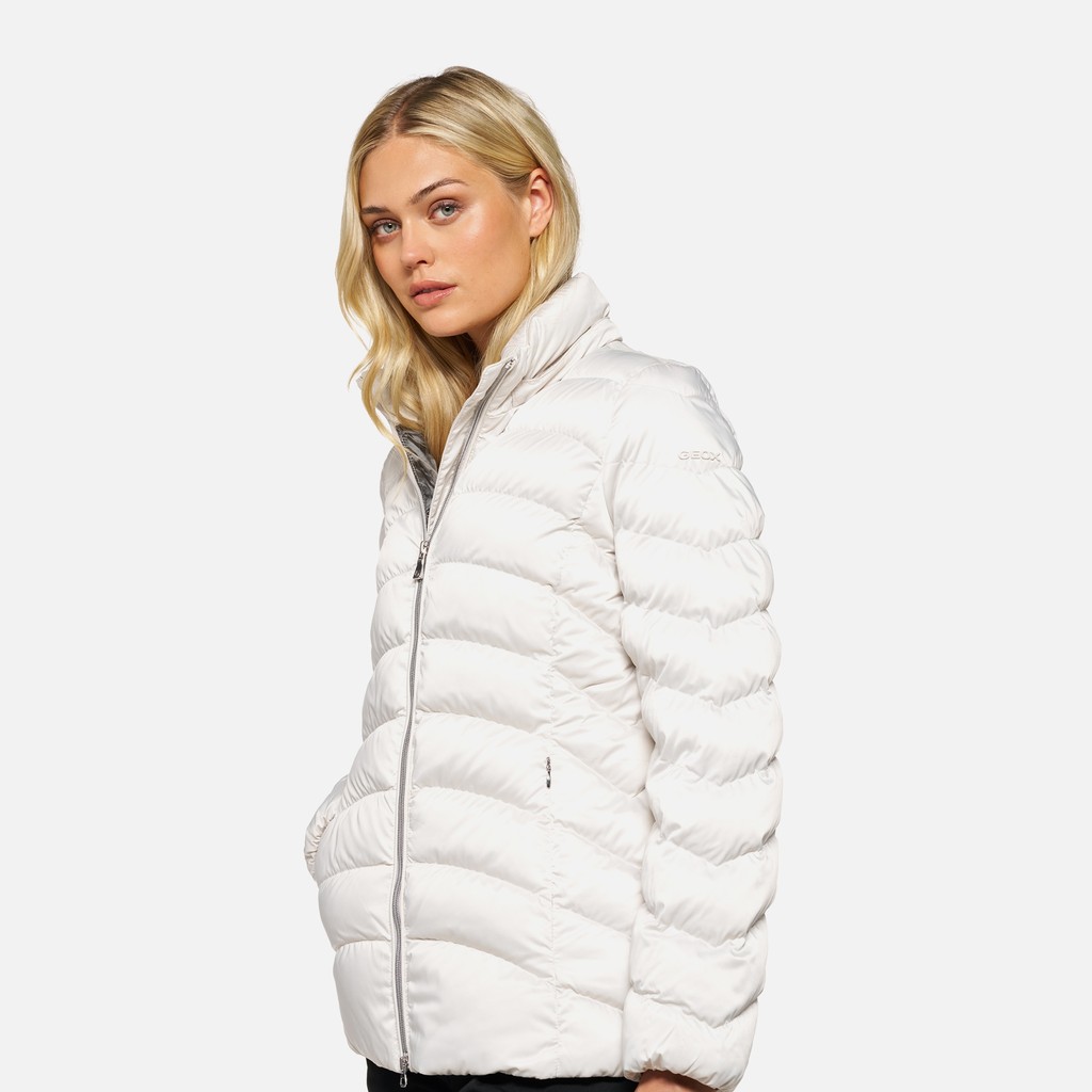 Quilted jacket ZOSMA WOMAN Moonbeam - image number 3 | GEOX