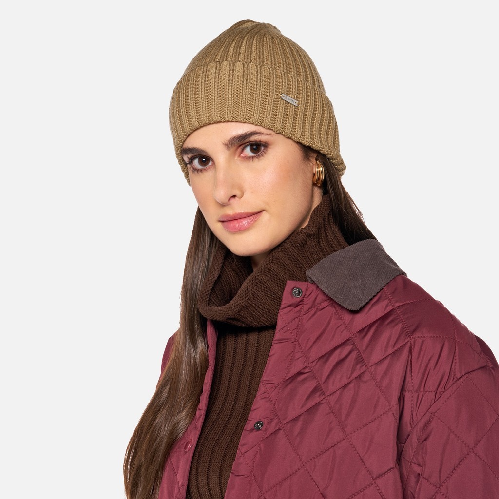 Woollen cap CELESTYE WOMAN Nougat - image number 3 | GEOX